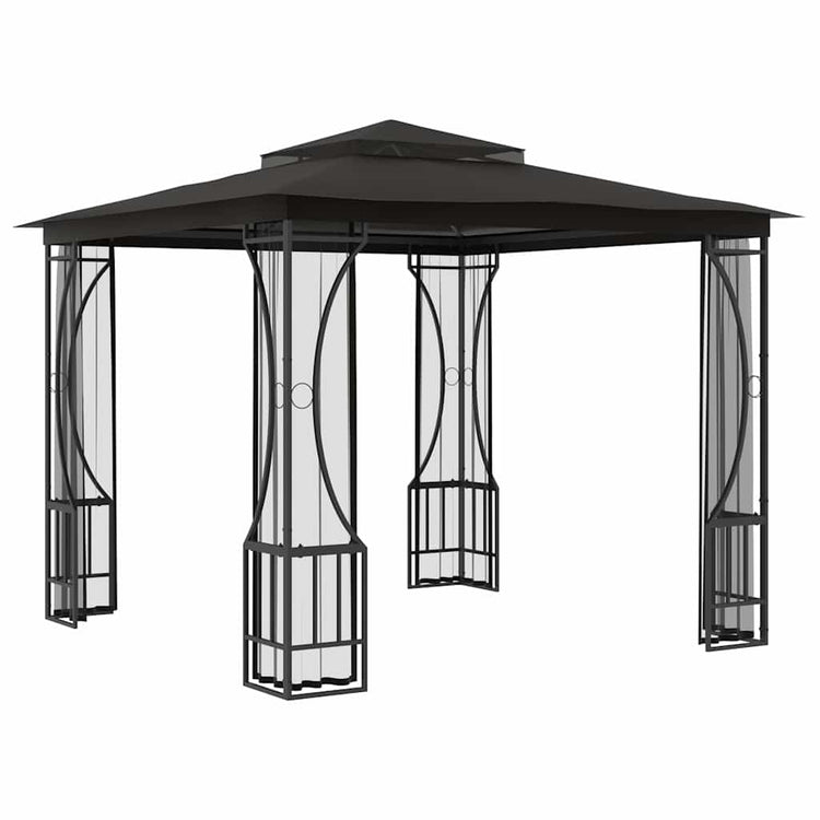 Vidaxl prieel met netten 300x300x265 cm antracietkleurig