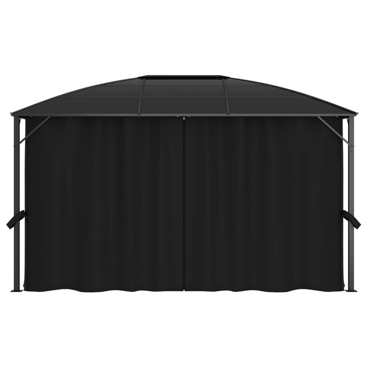 VidaXL Prieel met gordijnen 400x300x265 cm antraciet