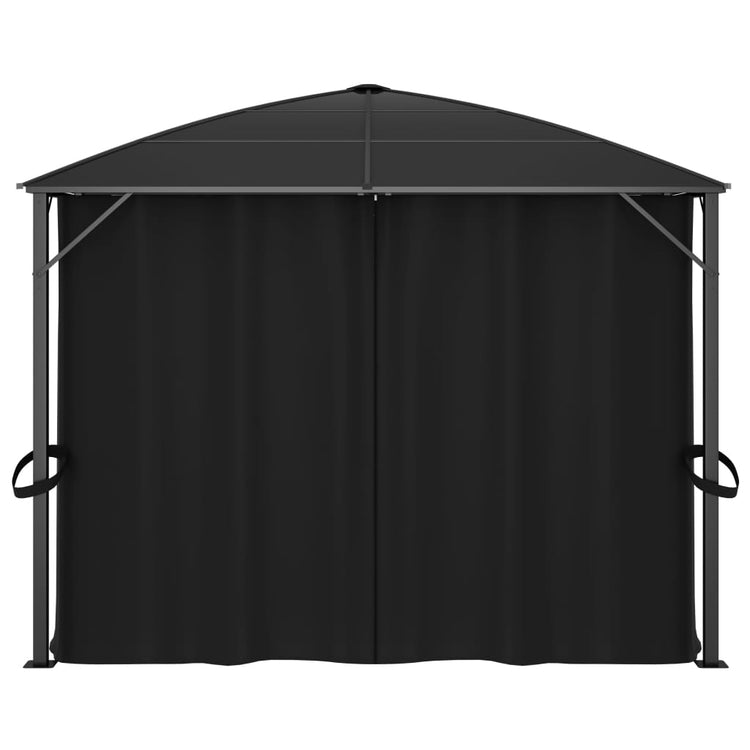 VidaXL Prieel met gordijnen 400x300x265 cm antraciet