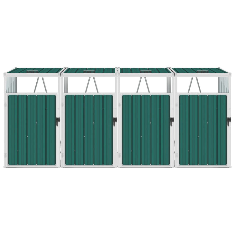 VidaXL Afvalbakberging vierdubbel 286x81x121 cm staal groen