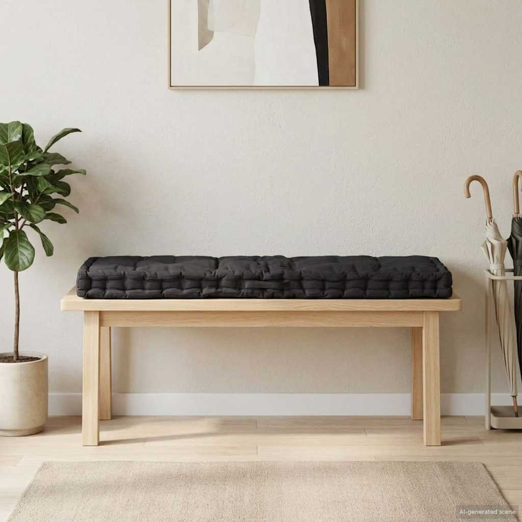 Vidaxl palletvloerkussen 120x40x7 cm katoen zwart
