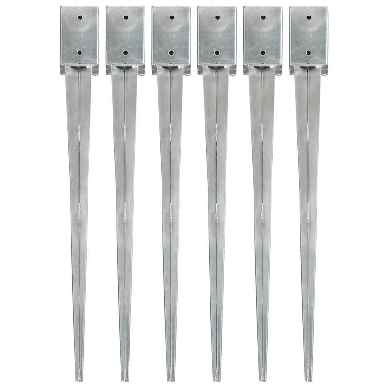 Vidaxl grondpinnen 6 st 9x9x90 cm gegalvaniseerd staal zilverkleurig