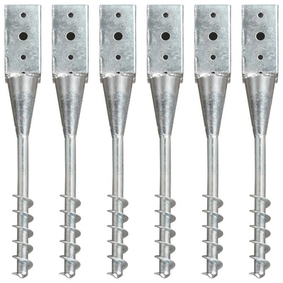 Vidaxl grondpinnen 6 st 7x7x56 cm gegalvaniseerd staal zilverkleurig