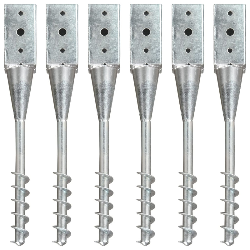 Vidaxl grondpinnen 6 st 7x7x56 cm gegalvaniseerd staal zilverkleurig