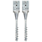 Vidaxl grondpinnen 2 st 9x9x56 cm gegalvaniseerd staal zilverkleurig - afbeelding 1