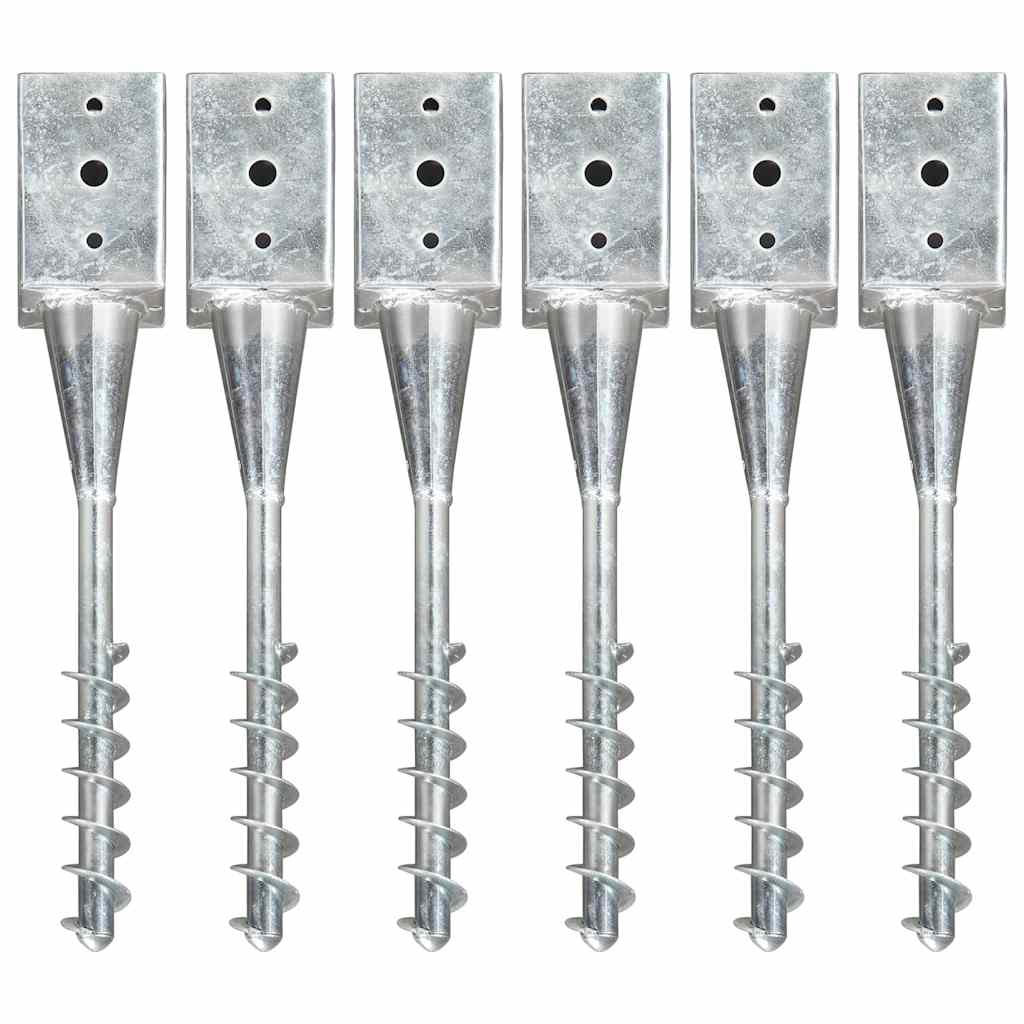 Vidaxl grondpinnen 6 st 9x9x56 cm gegalvaniseerd staal zilverkleurig