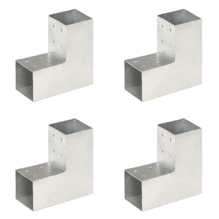 Vidaxl paalverbindingen 4 st l-vorm 81x81 mm gegalvaniseerd metaal
