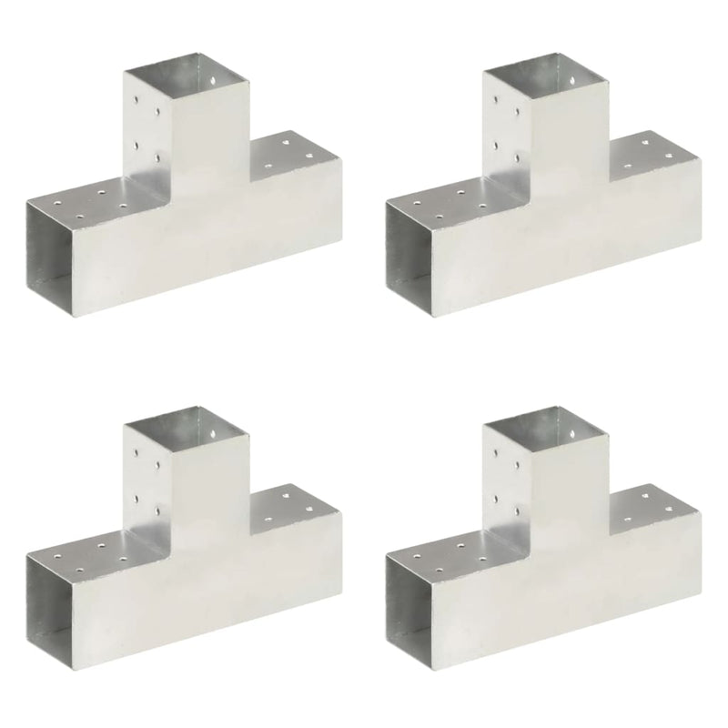 Vidaxl paalverbindingen 4 st t-vorm 81x81 mm gegalvaniseerd metaal