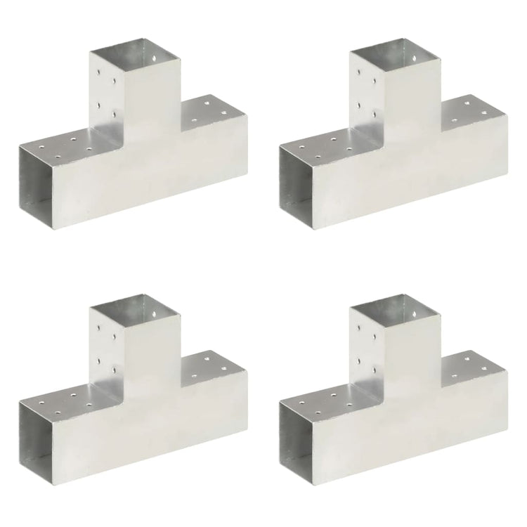 Vidaxl paalverbindingen 4 st t-vorm 81x81 mm gegalvaniseerd metaal