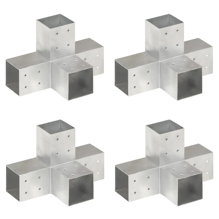 Vidaxl paalverbindingen 4 st x-vorm 81x81 mm gegalvaniseerd metaal