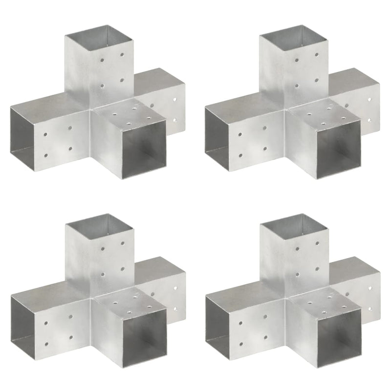 Vidaxl paalverbindingen 4 st x-vorm 81x81 mm gegalvaniseerd metaal