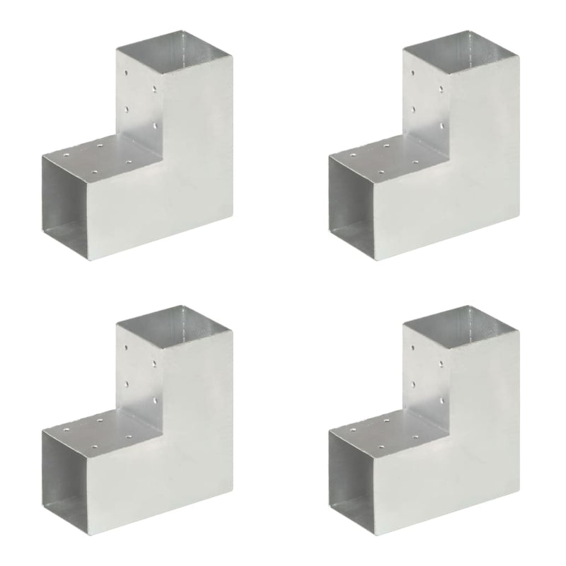 Vidaxl paalverbindingen 4 st l-vorm 91x91 mm gegalvaniseerd metaal