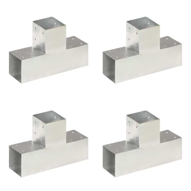 Vidaxl paalverbindingen 4 st t-vorm 91x91 mm gegalvaniseerd metaal