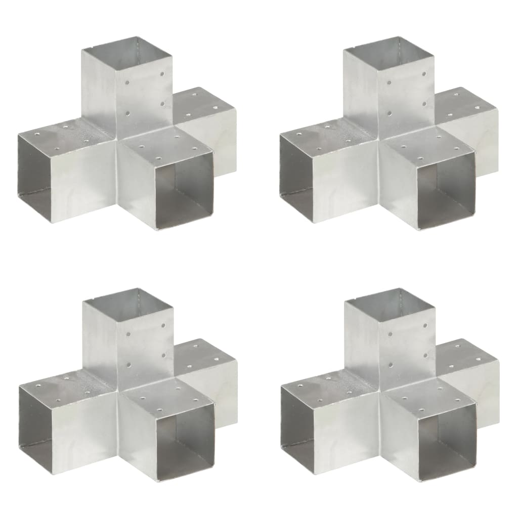 Vidaxl paalverbindingen 4 st x-vorm 91x91 mm gegalvaniseerd metaal