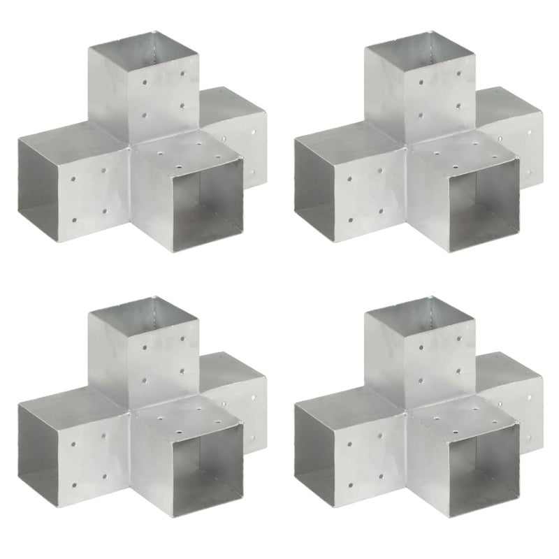 Vidaxl paalverbindingen 4 st x-vorm 101x101 mm gegalvaniseerd metaal
