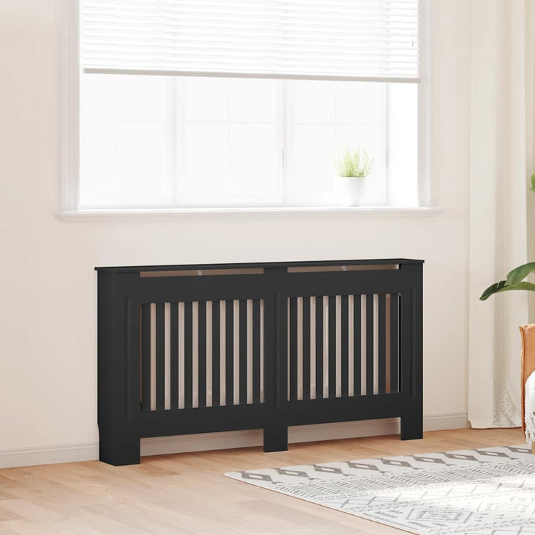 Vidaxl radiatorombouw 152x19x81,5 cm mdf zwart