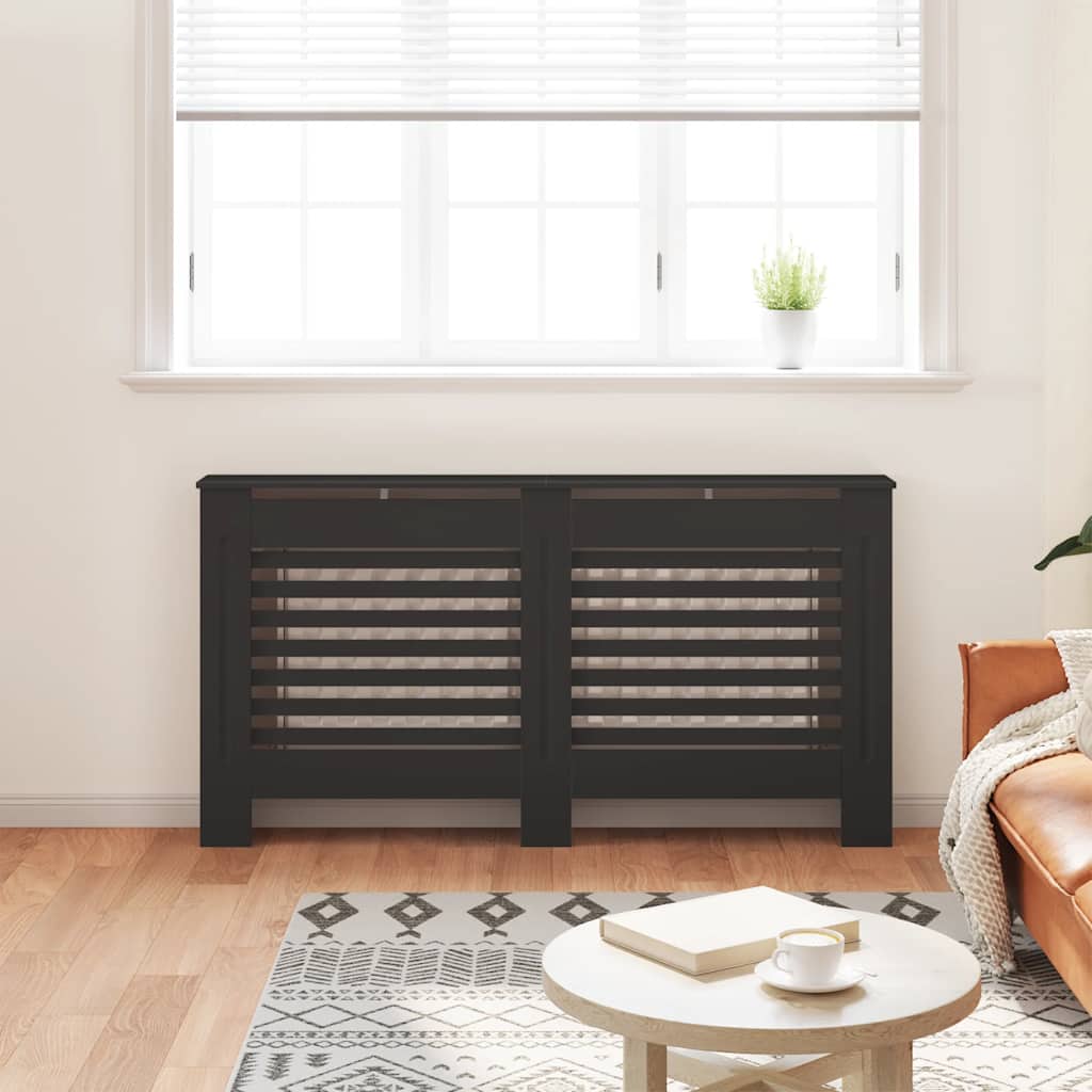 Vidaxl radiatorombouw 152x19x81,5 cm mdf zwart