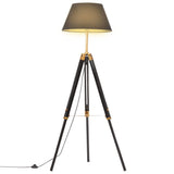Vidaxl vloerlamp driepoot 141 cm massief teakhout zwart en goudkleurig - afbeelding 1