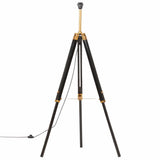 Vidaxl vloerlamp driepoot 141 cm massief teakhout zwart en goudkleurig - afbeelding 3