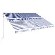 VidaXL Luifel automatisch uittrekbaar 400x300 cm blauw en wit - afbeelding 3