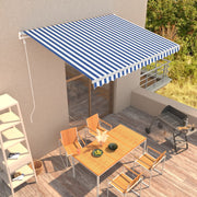VidaXL Luifel automatisch uittrekbaar 400x300 cm blauw en wit - afbeelding 1
