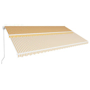VidaXL Luifel handmatig uittrekbaar 600x300 cm geel en wit - afbeelding 3