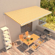 VidaXL Luifel handmatig uittrekbaar 600x300 cm geel en wit - afbeelding 1