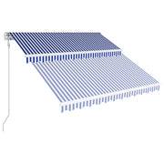 VidaXL Luifel automatisch uittrekbaar 350x250 cm blauw en wit - afbeelding 3