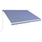 VidaXL Luifel automatisch uittrekbaar 450x300 cm blauw en wit - afbeelding 2