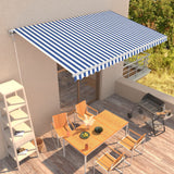 VidaXL Luifel automatisch uittrekbaar 500x300 cm blauw en wit - afbeelding 1