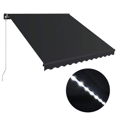 Vidaxl luifel handmatig uittrekbaar met led 350x250 cm antraciet