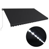 VidaXL Luifel handmatig uittrekbaar met LED 500x300 cm antraciet - afbeelding 2
