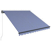 VidaXL Luifel handmatig uittrekbaar met LED 350x250 cm blauw en wit - afbeelding 3