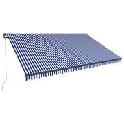VidaXL Luifel handmatig uittrekbaar met LED 500x300 cm blauw en wit - afbeelding 2