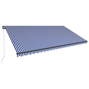 VidaXL Luifel handmatig uittrekbaar met LED 600x300 cm blauw en wit - afbeelding 2