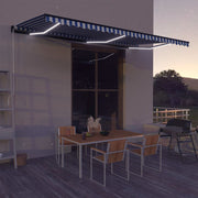 VidaXL Luifel handmatig uittrekbaar met LED 600x300 cm blauw en wit - afbeelding 1