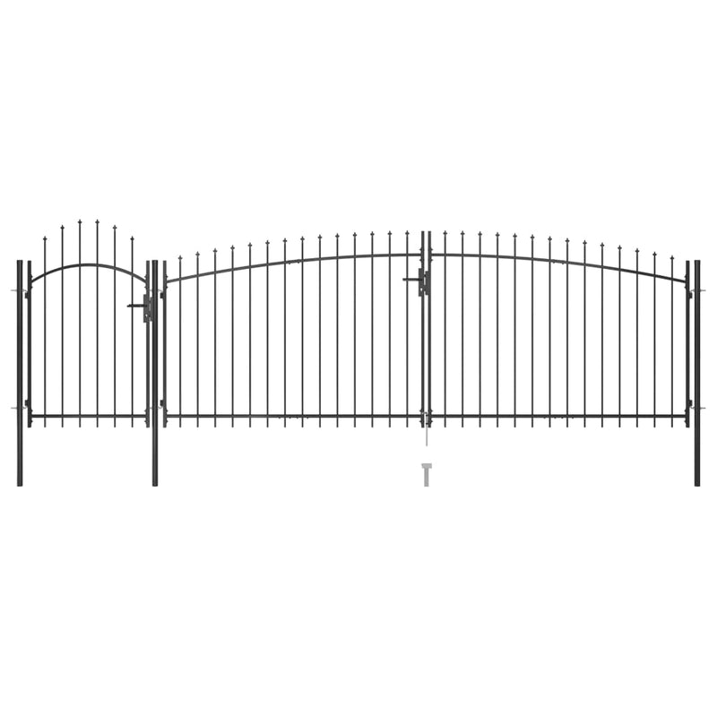 VidaXL Poort met speren bovenkant 5x2 m zwart