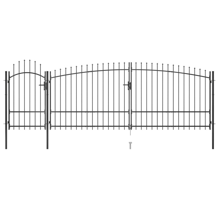 VidaXL Poort met speren bovenkant 5x2,25 m zwart