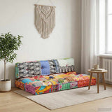 Vidaxl bankkussen pallet stof patchwork meerkleurig - afbeelding 1