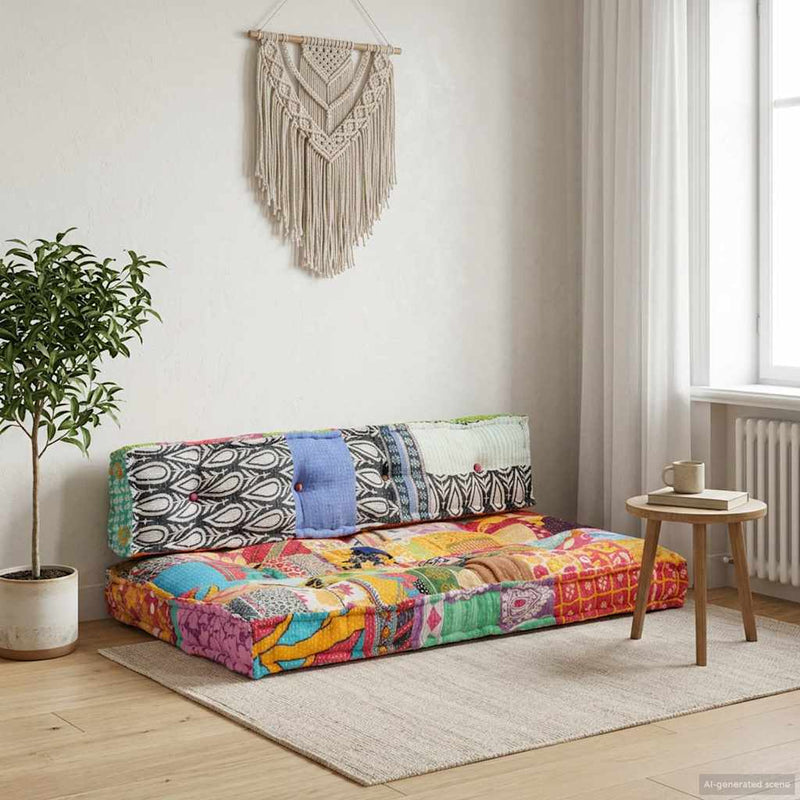 Vidaxl bankkussen pallet stof patchwork meerkleurig