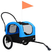 Vidaxl fietstrailer en hondenwagen 2-in-1 blauw en zwart - afbeelding 3