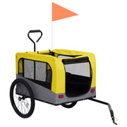 Vidaxl fietstrailer en hondenwagen 2-in-1 geel en grijs - afbeelding 3