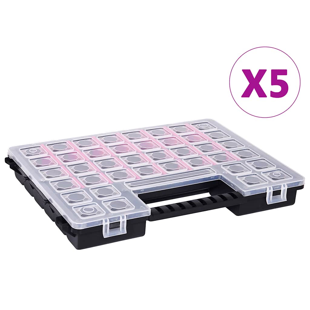 Vidaxl assortimentsdozen 5 st met verdelers 385x283x50 mm kunststof