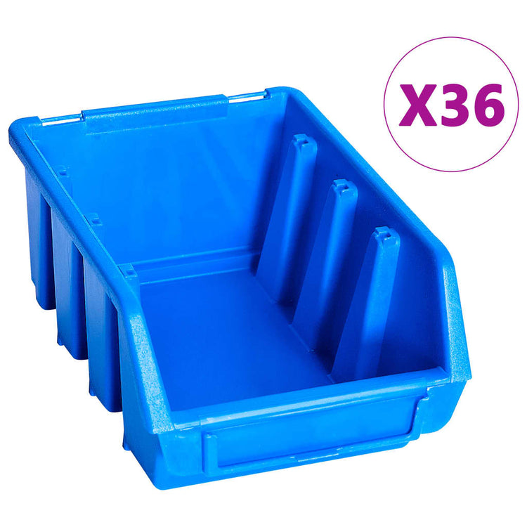 Vidaxl 96-delige opslagbakkenset met wandpanelen blauw