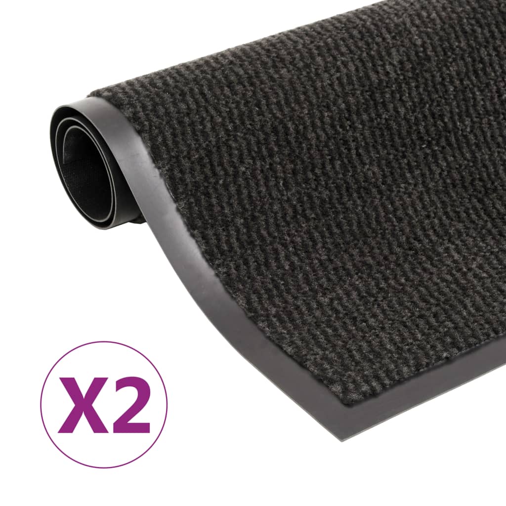 Vidaxl droogloopmatten 2 st rechthoekig getuft 80x120 cm zwart