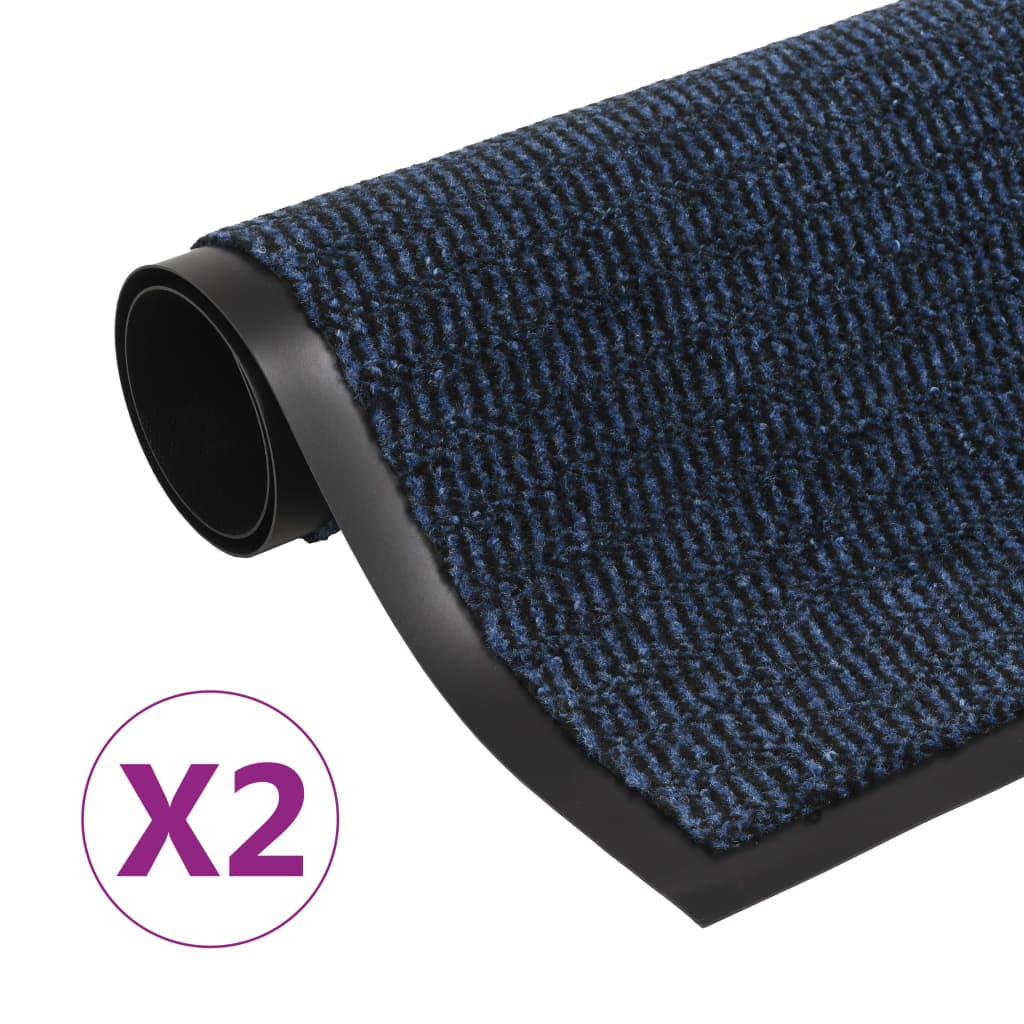 Vidaxl droogloopmatten 2 st rechthoekig getuft 90x150 cm blauw
