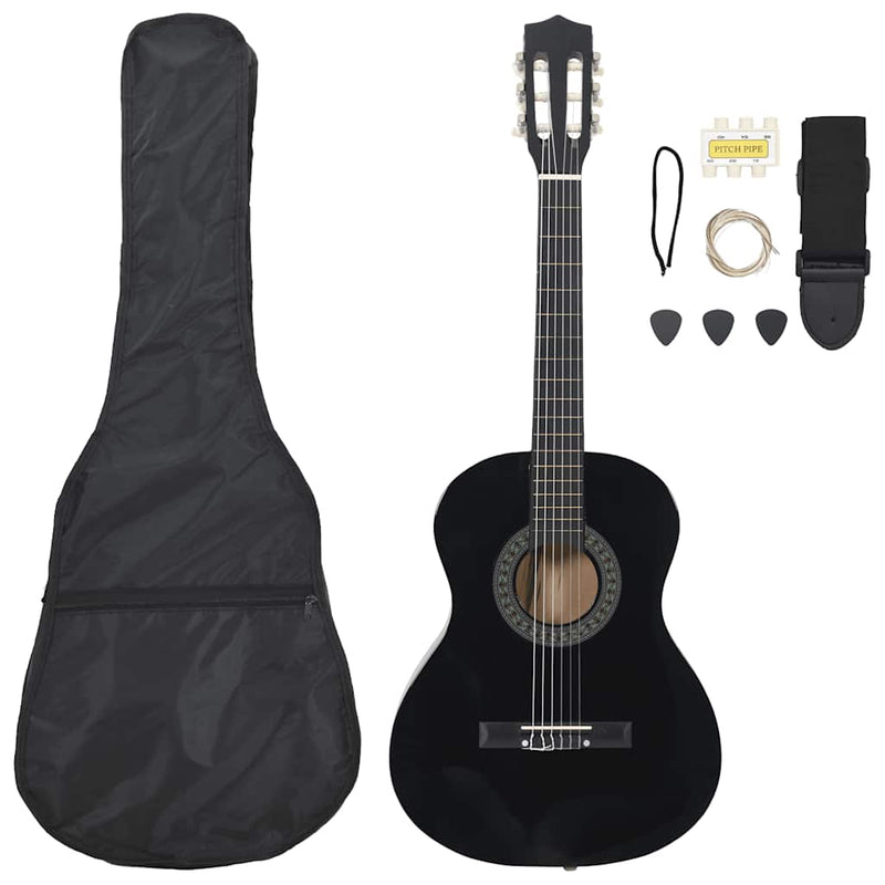 Vidaxl 8-delige gitaarset klassiek beginner 3 4 36 zwart
