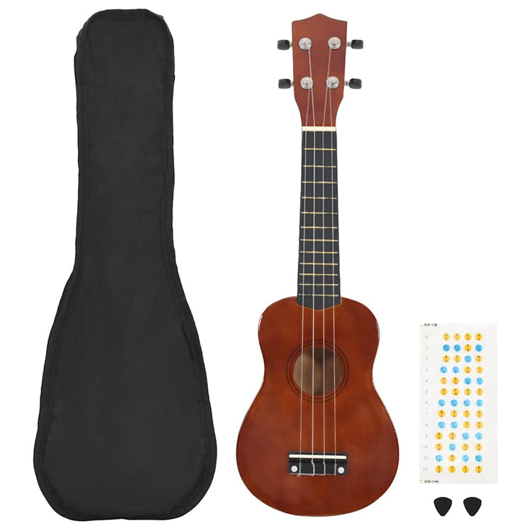 Vidaxl ukuleleset met tas voor kinderen sopraan 21'' donkerhoutkleurig