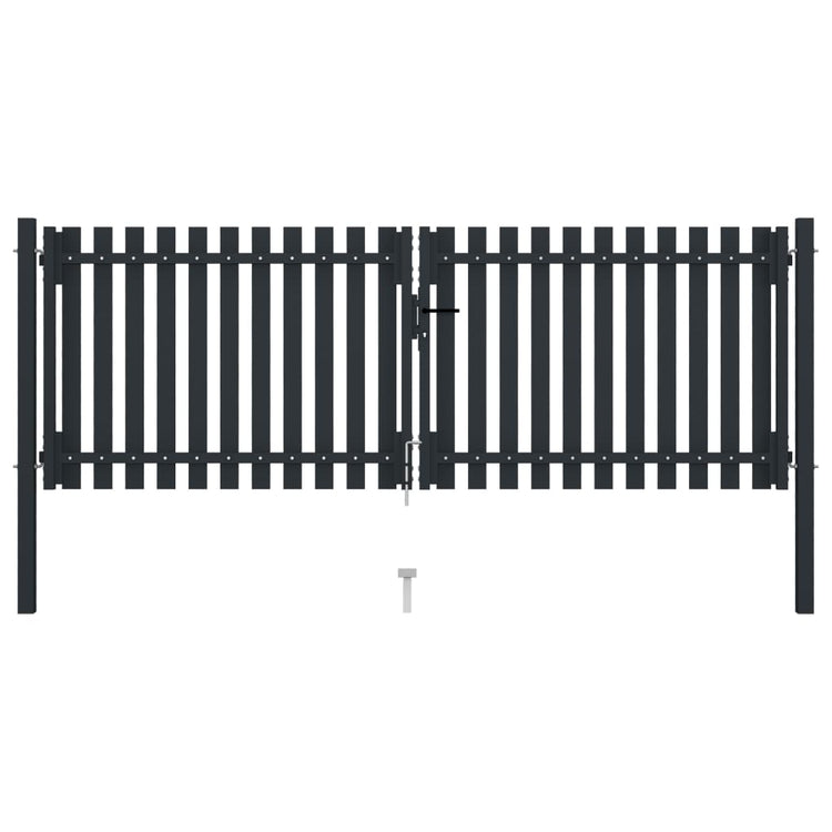 VidaXL Poort dubbel 306x125 cm staal antraciet