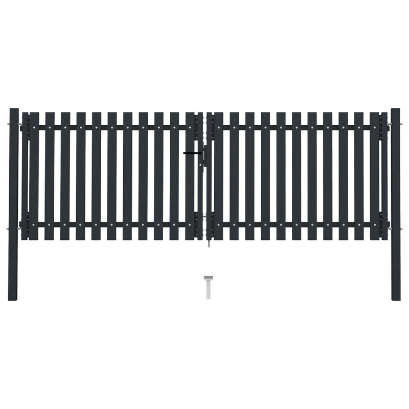 VidaXL Poort dubbel 306x150 cm staal antraciet